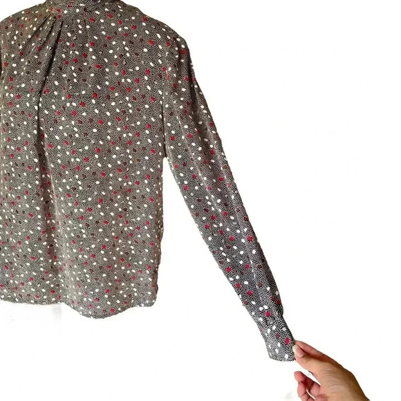 Oscar de la Renta Vintage Abstract Polka Dot Turtleneck Top Women Blouse Size 12 - Picture 5 of 7